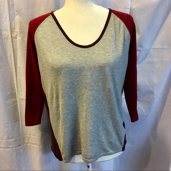 Old Navy Small Grey Maroon Color Block Blouse Top - Picture 1 of 8